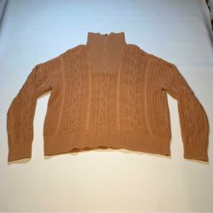 Haven Well Within Women's Sweater Cable Knit Fisherman Pink XL Turtleneck